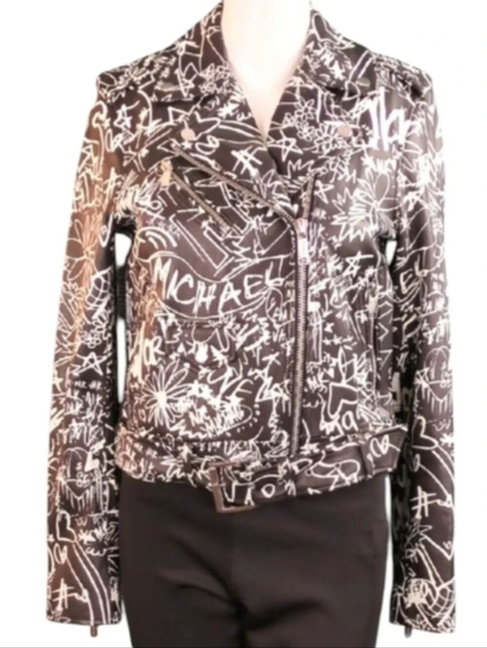 MK Graffiti Moto Jacket 100% Lamb Leather